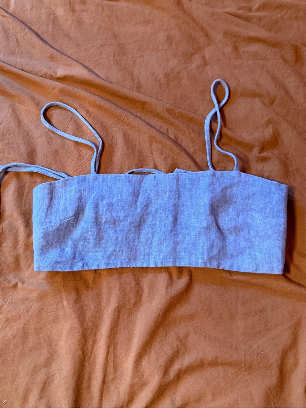 Creatures of comfort 100% linen light purple wrap Crop Bralette - women’s size 2